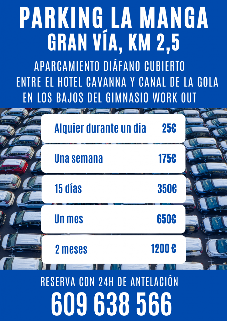 Parking cubierto en La Manga con descuentos por larga estancia